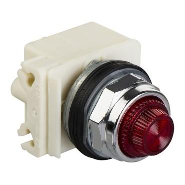 Push-to-test pilot light, Harmony 9001K, metal, glass, domed, amber, 30mm, 110-120V