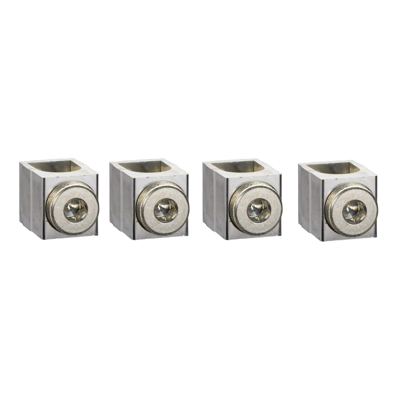 Aluminium bare cable connectors, ComPacT NSX, for 1 cable 25mm² to 95mm², 250A, set of 4 parts