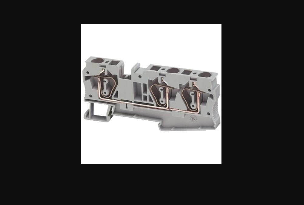 Terminal block, Linergy TR, spring type, feed through, 3 points, 6mm², grey, set of 50