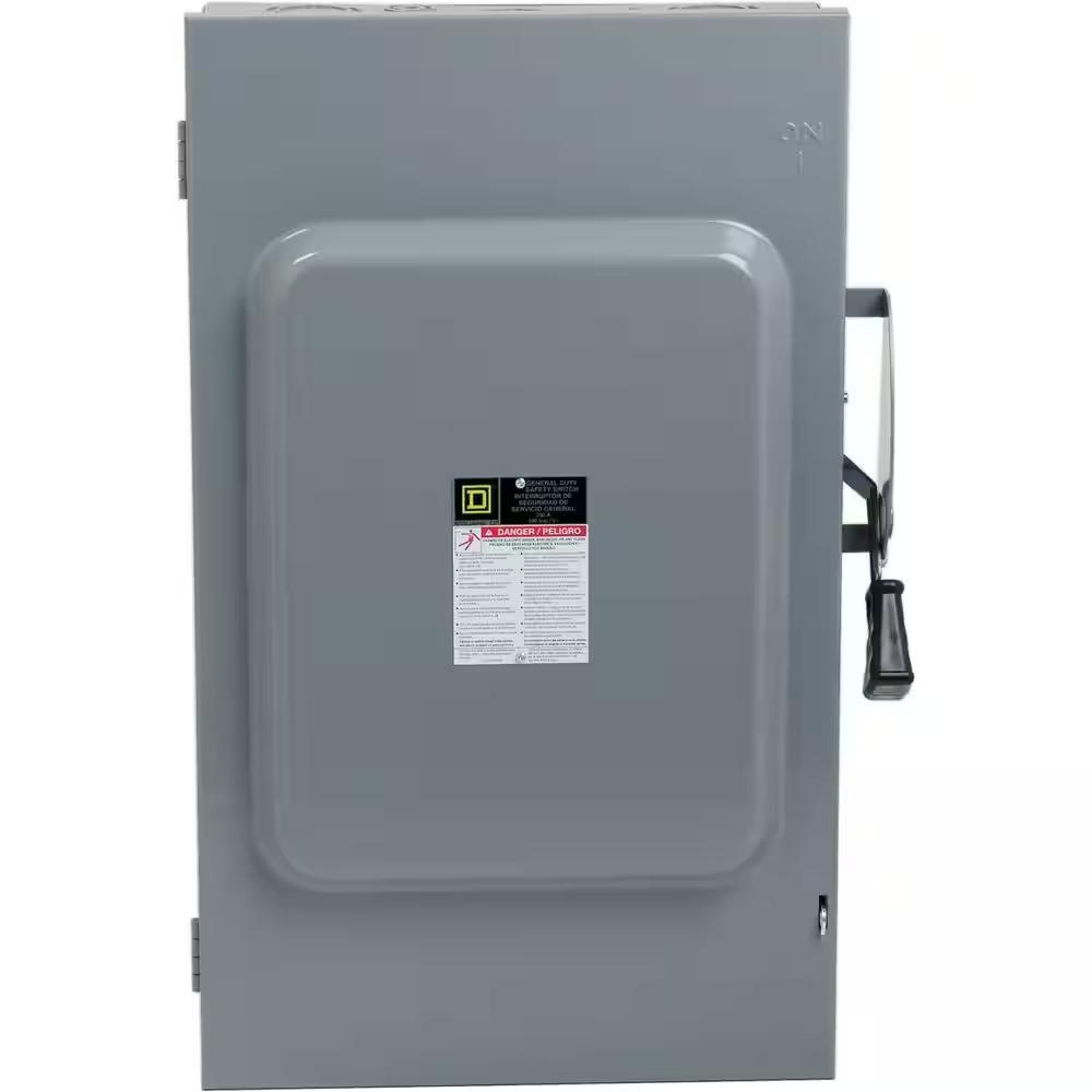 Safety switch, general duty, fusible, 200A, 3 pole, 60hp, 240VAC, NEMA 3R, 4 wire, 1 neutral, bolt on hub provision