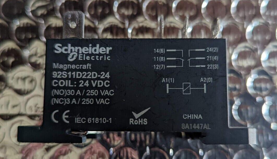 Power Relay, DPDT, class F coil insulation, DIN rail and panel mount cover, 30A, 24V DC, 2 C/O