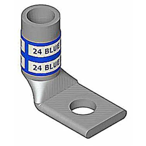Copper One-Hole Lug, Standard Barrel, Peep Hole, Max 35kV, Wire Size #4 AWG, 3/8 Inch Bolt Size, Tin Plated, Die Code 29, Die Color Code Gray