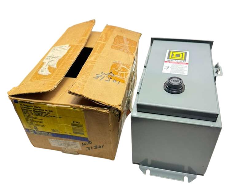NEMA motor starter, Type S, nonreversing, Size 1, 27A, 10HP at 460VAC, 5kA SCCR, 3 phase, 3 pole, melting alloy, 120VAC coil, NEMA 12