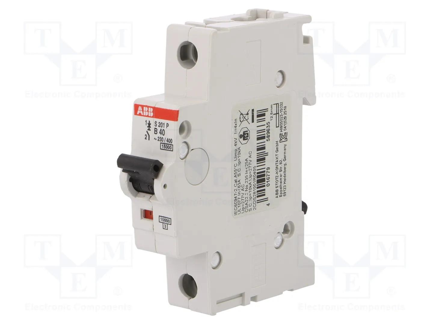 S201P-B40 Miniature Circuit Breaker - 1P - B - 40 A