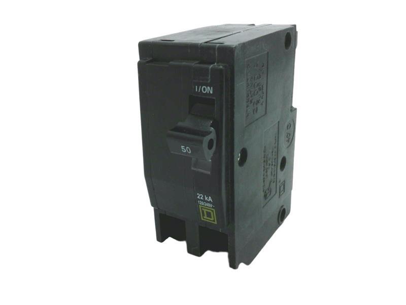 Mini circuit breaker, QO, 50A, 2 pole, 120/240VAC, 22kA, plug in mount