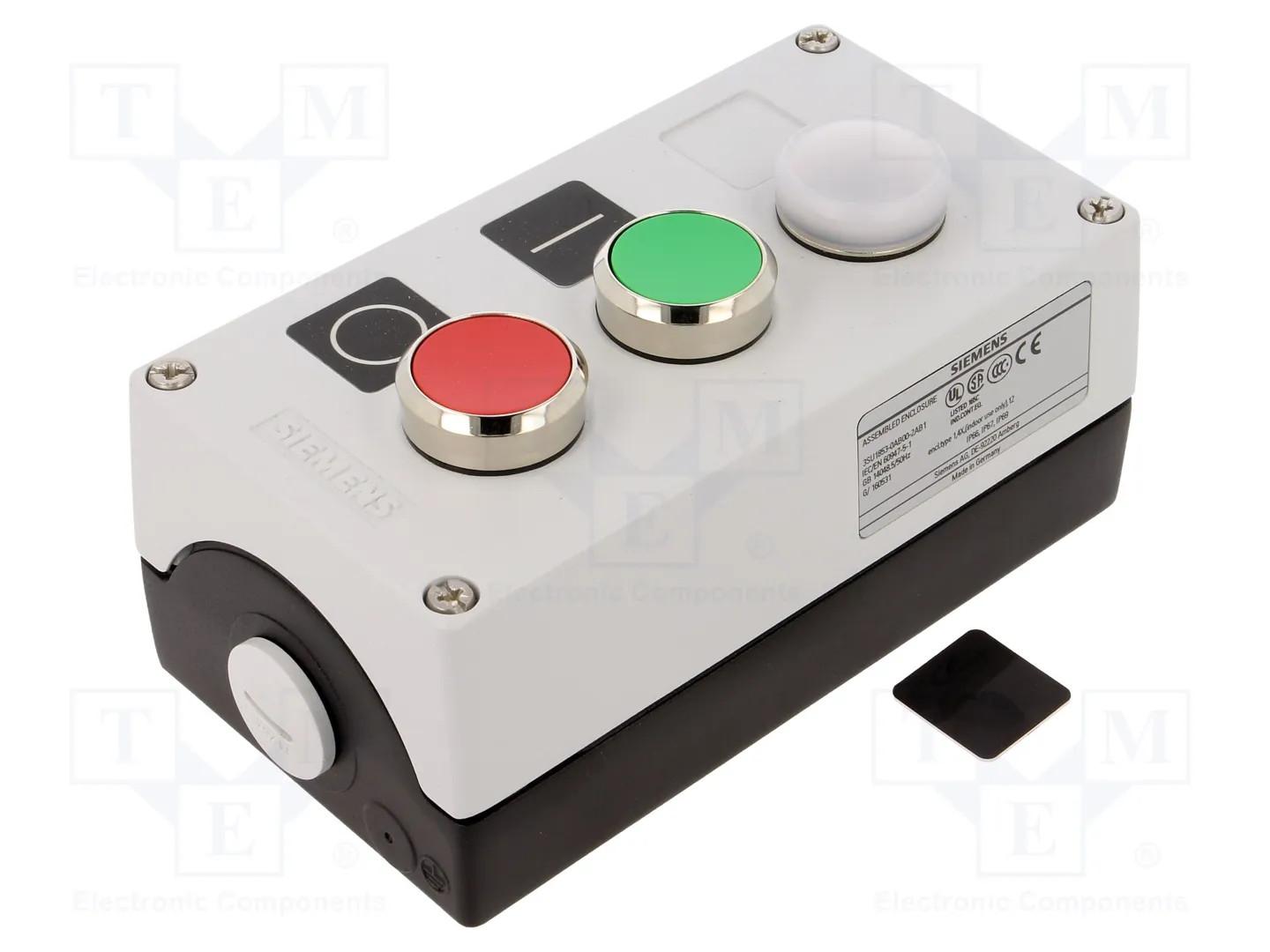 ENC METAL, 2-PUSHBUTTON, GRN, RED, PL-CLR