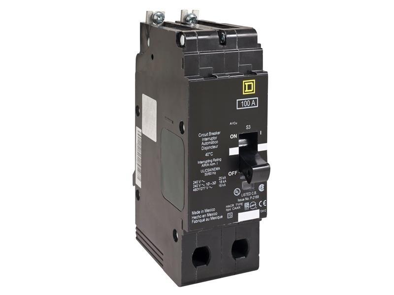 Mini circuit breaker, E-Frame, 25A, 2 pole, 480Y/277 VAC, 65 kA max, bolt on