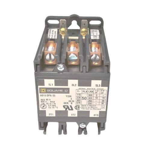 Contactor, Definite Purpose, 50A, 3 pole, 30HP at 575VAC, 3 phase, 24/24VAC 50/60Hz coil, open