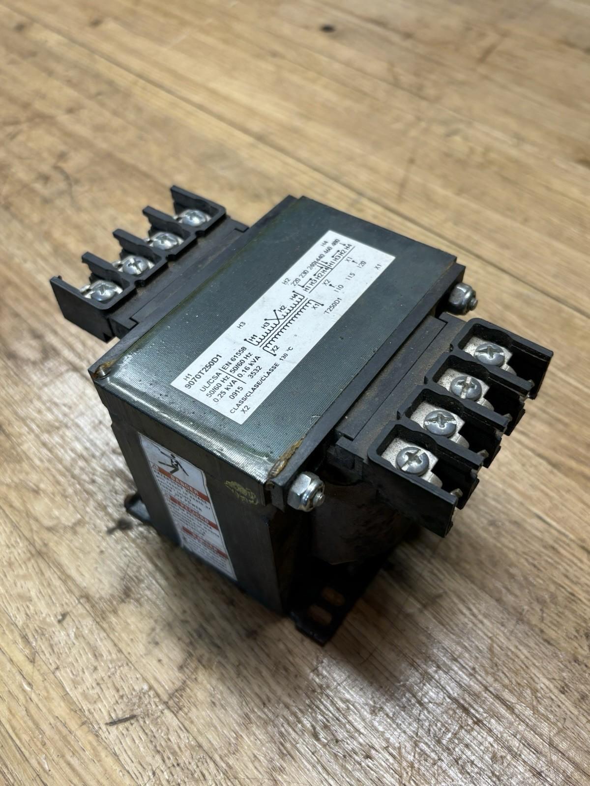 Transformer, Type T, industrial control, 250VA, 1 phase, 240x480V primary, 120V secondary, 80C rise
