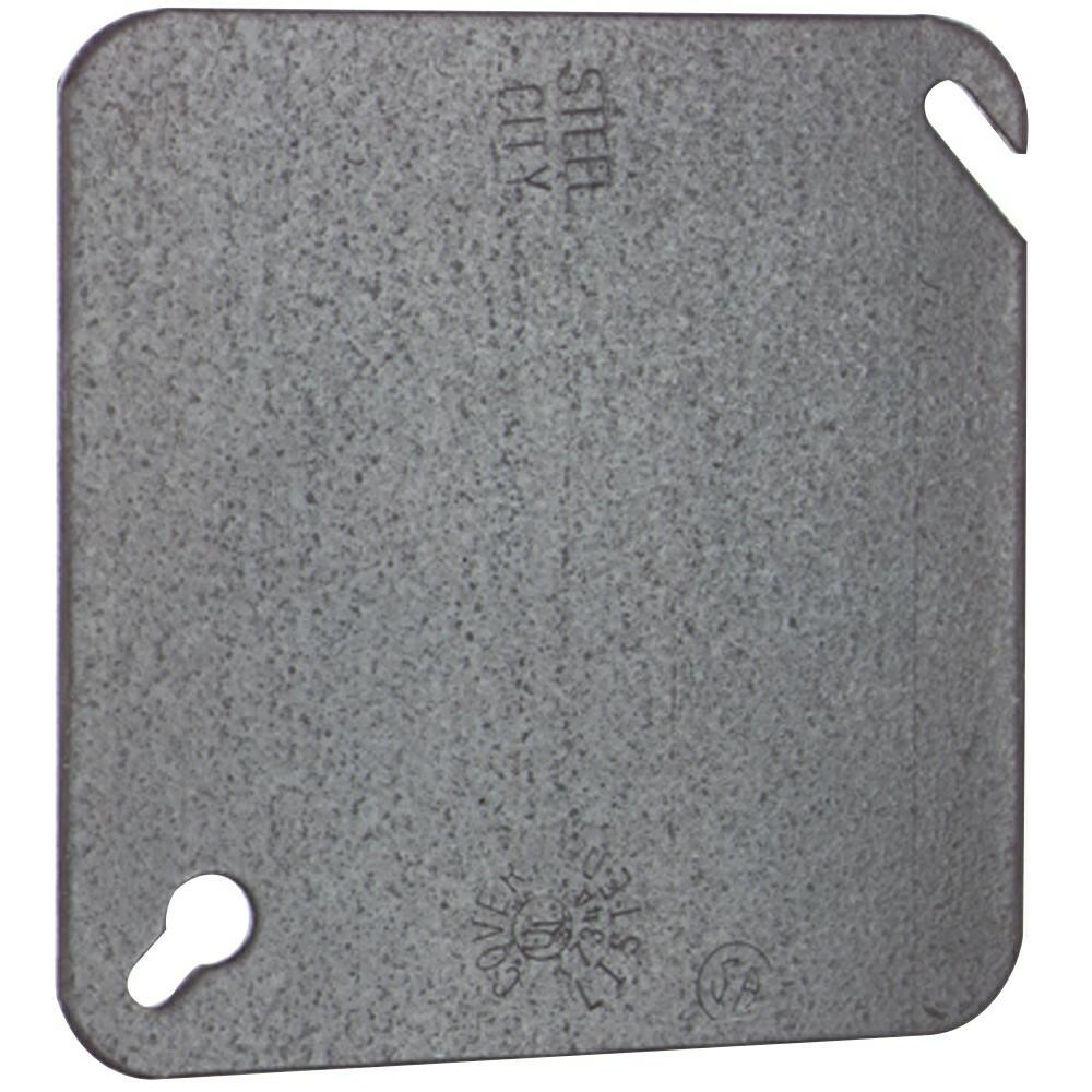 Square Box Cover, 4 Inch Square, Pre-Galvanized Steel, Flat and Blank