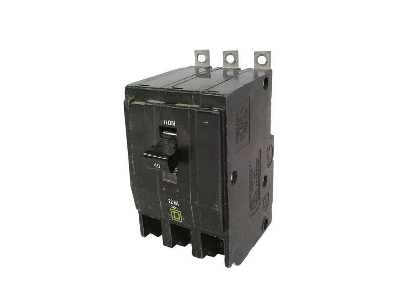 Mini circuit breaker, QO, 40A, 3 pole, 120/240VAC, 22kA, bolt on mount