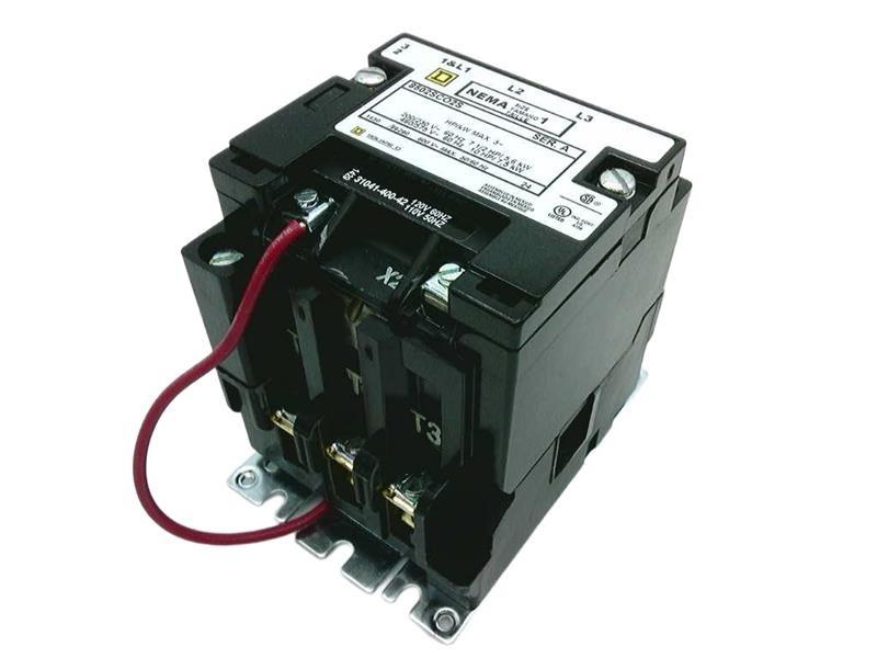 NEMA Contactor, Type S, nonreversing, Size 1, 27A, 10 HP at 575 VAC, 3 phase, up to 100 kA, 3 pole, 120 VAC coil, open