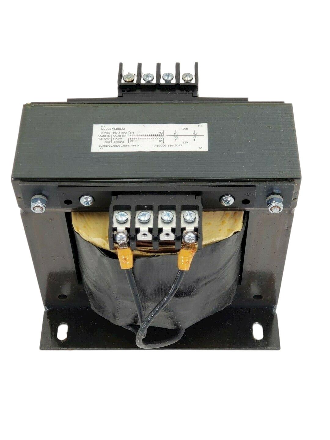 Transformer, Type T, industrial control, 1500VA, 1 phase, 208V primary, 120V secondary, 115C rise