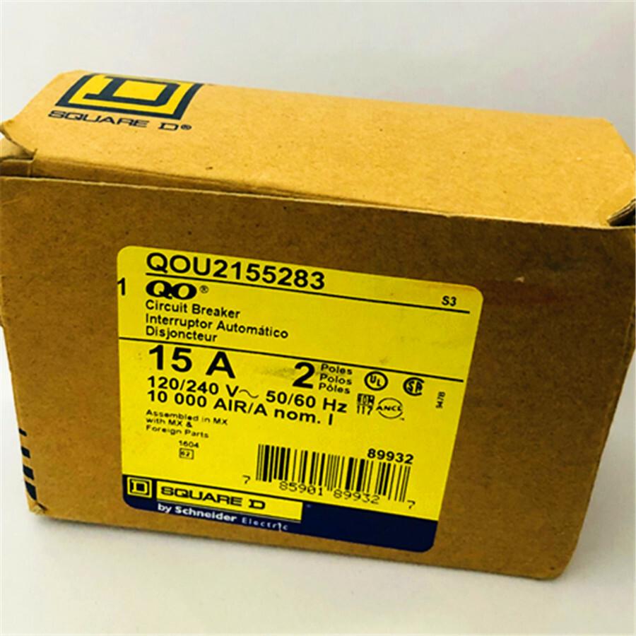 Mini circuit breaker, QOU, 15A, 2 pole, 120/240 VAC, 10kA, ring terminal