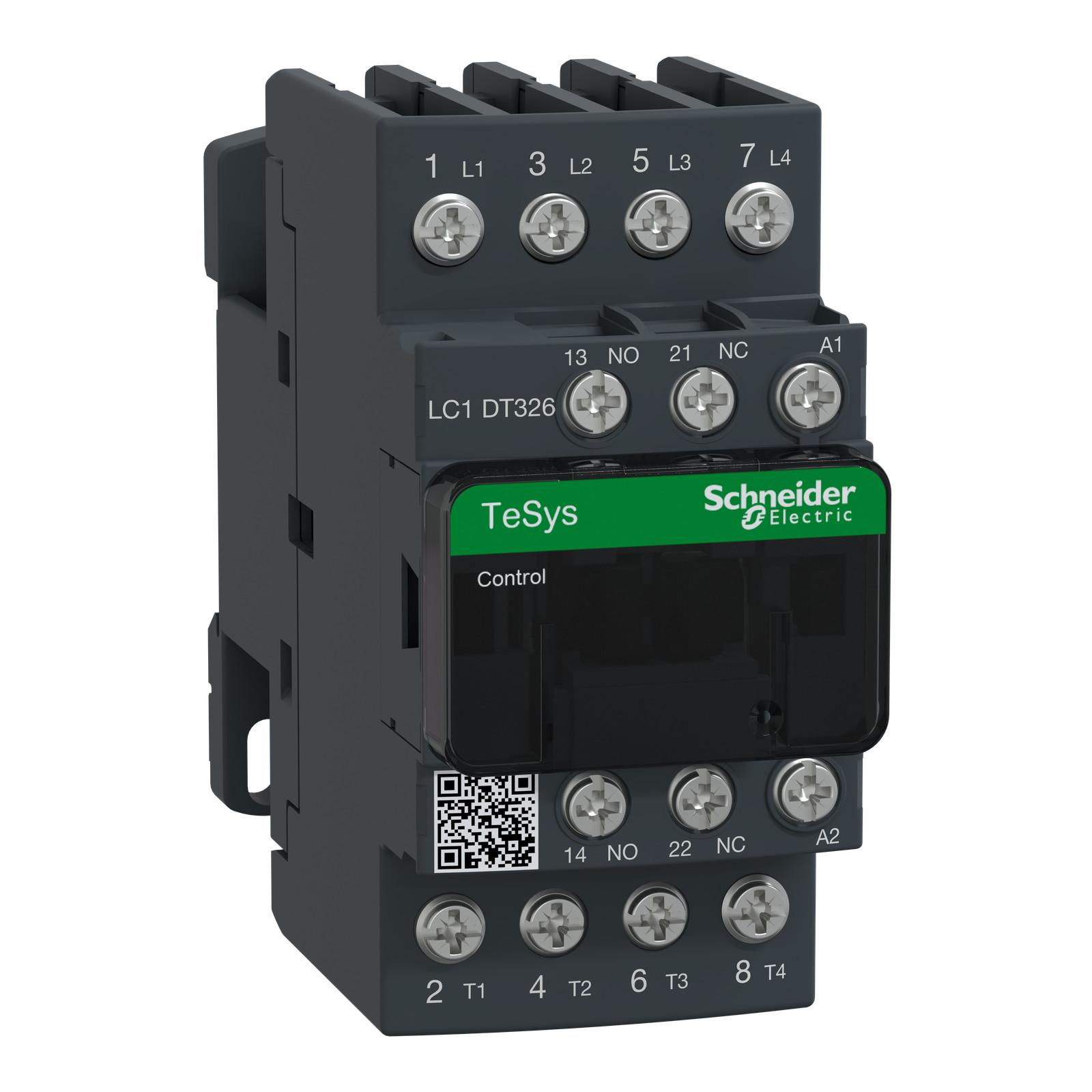 IEC contactor, TeSys Deca, nonreversing, 32A resistive, 4 pole, 4 NO, 24VAC 50/60Hz coil, open style